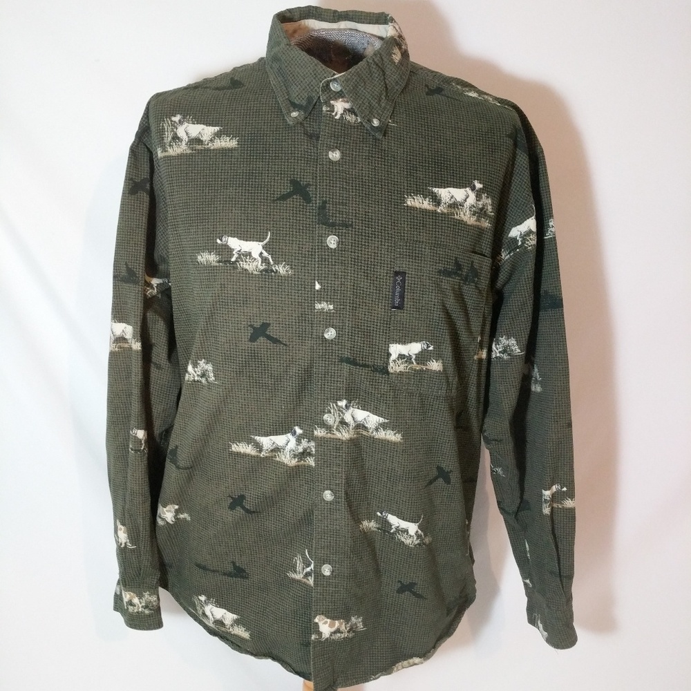 Columbia Button Down Long sleeve Hunter Green EUC
